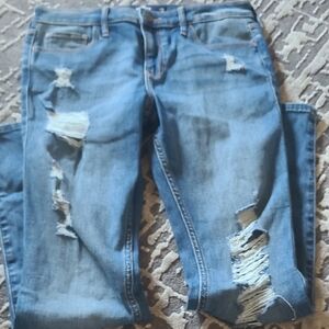 Hollister Ripped Blue Boyfriend Jeans